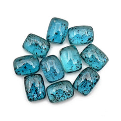 Natural Teal Moss Kyanite Cabochons | Cushion Cut Smooth Cabochons For Jewelry - 10 Pieces