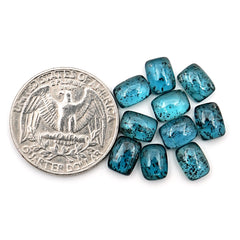 Natural Teal Moss Kyanite Cabochons | Cushion Cut Smooth Cabochons For Jewelry - 10 Pieces