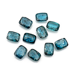 Natural Teal Moss Kyanite Cabochons | Cushion Cut Smooth Cabochons For Jewelry - 10 Pieces