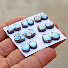 Golden Hills Turquoise Cabochon Natural Kazakhstan Turquoise Flatback Loose Gemstones for Jewelry Making