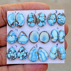 Golden Hills Turquoise Cabochon Natural Kazakhstan Turquoise Flatback Loose Gemstones for Jewelry Making