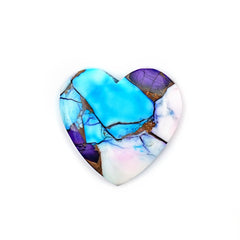 Natural Kingman Purple Dahlia Turquoise Gem | Heart Shape Smooth Cabochons for Jewelry