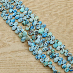 Golden Hills Turquoise Briolette Beads Natural Kazakhstan Turquoise Loose Gemstones for Jewelry Making - 9" strand