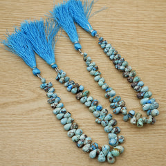 Golden Hills Turquoise Briolette Beads Natural Kazakhstan Turquoise Loose Gemstones for Jewelry Making - 9" strand