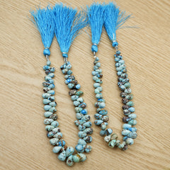 Golden Hills Turquoise Briolette Beads Natural Kazakhstan Turquoise Loose Gemstones for Jewelry Making - 9" strand