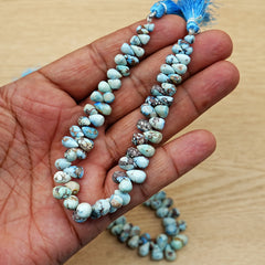 Golden Hills Turquoise Briolette Beads Natural Kazakhstan Turquoise Loose Gemstones for Jewelry Making - 9" strand