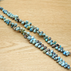 Golden Hills Turquoise Briolette Beads Natural Kazakhstan Turquoise Loose Gemstones for Jewelry Making - 9" strand