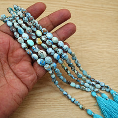 Golden Hills Turquoise Briolette Beads Natural Kazakhstan Turquoise Loose Gemstones for Jewelry Making - 9" strand