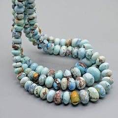 Golden Hills Turquoise Roundel Beads Natural Kazakhstan Turquoise Loose Gemstones for Jewelry Making - 16" strand