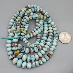 Golden Hills Turquoise Roundel Beads Natural Kazakhstan Turquoise Loose Gemstones for Jewelry Making - 16" strand