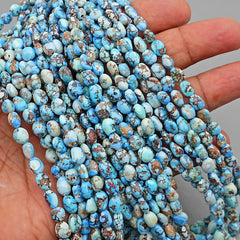 Golden Hills Turquoise Rounded Nugget Beads Natural Kazakhstan Turquoise Loose Gemstones for Jewelry Making - 16" strand