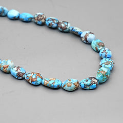 Golden Hills Turquoise Rounded Nugget Beads Natural Kazakhstan Turquoise Loose Gemstones for Jewelry Making - 16" strand