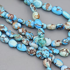 Golden Hills Turquoise Rounded Nugget Beads Natural Kazakhstan Turquoise Loose Gemstones for Jewelry Making - 16" strand