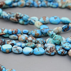 Golden Hills Turquoise Rounded Nugget Beads Natural Kazakhstan Turquoise Loose Gemstones for Jewelry Making - 16" strand