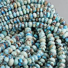 Golden Hills Turquoise Roundel Beads Natural Kazakhstan Turquoise Loose Gemstones for Jewelry Making - 16" strand