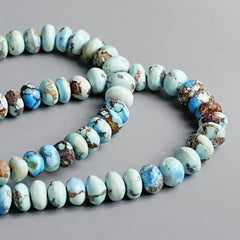 Golden Hills Turquoise Roundel Beads Natural Kazakhstan Turquoise Loose Gemstones for Jewelry Making - 16" strand