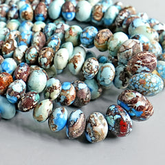 Golden Hills Turquoise Roundel Beads Natural Kazakhstan Turquoise Loose Gemstones for Jewelry Making - 16" strand
