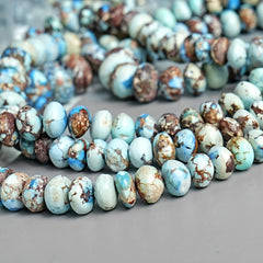 Golden Hills Turquoise Roundel Beads Natural Kazakhstan Turquoise Loose Gemstones for Jewelry Making - 16" strand