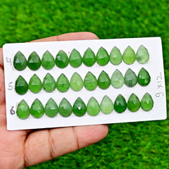 Natural Green Serpentine Jade Cabochons | Hand-Polished Oval & Teardrop Gemstones for Jewelry Making
