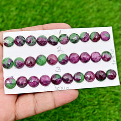 Calibrated Ruby in Zoisite Rose Cut Cabochons | Loose Flat Back Gemstones for Jewelry Making