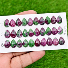Calibrated Ruby in Zoisite Rose Cut Cabochons | Loose Flat Back Gemstones for Jewelry Making