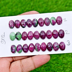Calibrated Ruby in Zoisite Rose Cut Cabochons | Loose Flat Back Gemstones for Jewelry Making