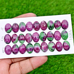 Calibrated Ruby in Zoisite Rose Cut Cabochons | Loose Flat Back Gemstones for Jewelry Making