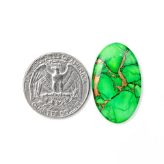 Natural Kingman Green Dahlia Turquoise Gemstone | Oval Smooth Cabochon for Jewelry