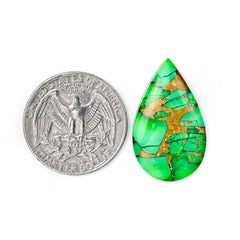 Pear Cut Natural Kingman Green Dahlia Turquoise Gem | Smooth Cabochon for Jewelry