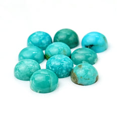 Kingman Turquoise Round Cabochons | Blue Gemstone For Jewelry Meaking - 10 Pieces