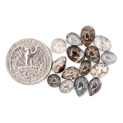 Natural Moss Aquamarine Smooth Cabochons | Freeform Gemstones for Jewelry Making - 15 Pieces