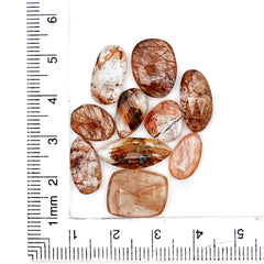 Copper Rutile Quartz Smooth Rose Cut| Freeform Gems witral Inclusions For Jewelry Making - 10 pieces