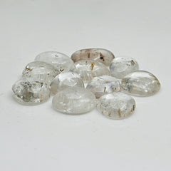 Raw Herkimer Diamond Freeform Cabochons | Natural Clarity & Crystal Fire - 11 Pieces