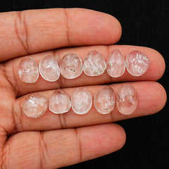 Raw Herkimer Diamond Freeform Cabochons | Natural Clarity & Crystal Fire - 11 Pieces