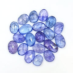 Tanzanite Rose Cut Cabochons – Freeform Flat Back Gemstones | 20 Pieces