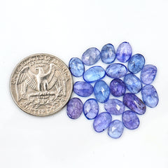 Tanzanite Rose Cut Cabochons – Freeform Flat Back Gemstones | 20 Pieces