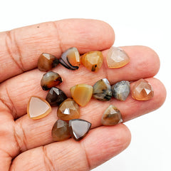 Montana Agate Trillion Rosecut Cabochons | Natural Gemstones for Jewelry Making - 15 Pieces