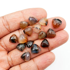 Montana Agate Rosecut Trillion Cabochon | Natural Gemstone for Jewelry Making - 15 Pieces