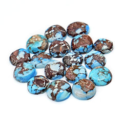 Golden Hill Turquoise Cabochons | Round Natural Gems in Soft Lavender-Blue - 17 Pieces