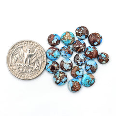 Golden Hill Turquoise Cabochons | Round Natural Gems in Soft Lavender-Blue - 17 Pieces