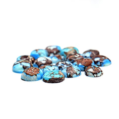 Golden Hill Turquoise Cabochons | Round Natural Gems in Soft Lavender-Blue - 17 Pieces