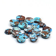 Golden Hill Turquoise Cabochons | Round Natural Gems in Soft Lavender-Blue - 17 Pieces