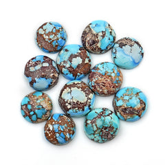 Golden Hill Turquoise Round Cabochons | Rare Pastel Lavender-Blue Turquoise - 11 Pieces