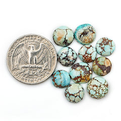 Golden Hill Turquoise Smooth Cabochons | Round Blue Gems For Jewelry - 10 Pieces