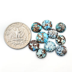 Golden Hill Turquoise Cabochons | Natural Round & Freeform Sky Blue Gems - 10 Pieces