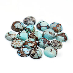 Golden Hill Turquoise Cabochons | Natural Round Cuts with Web Matrix - 17 Pieces