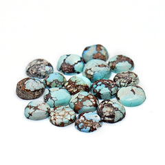 Golden Hill Turquoise Cabochons | Natural Round Cuts with Web Matrix - 17 Pieces