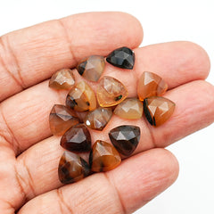 Montana Agate Rosecut Trillion Cabochon | Natural Gemstone for Jewelry Making - 15 Pieces