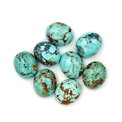 Kingman Turquoise Oval Cabochons | Blue Gemstone For Jewelry Making - 8 Pieces