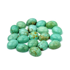 Kingman Turquoise Oval Cabochons | Blue Green Gemstone For Jewelry Making - 20 Pieces